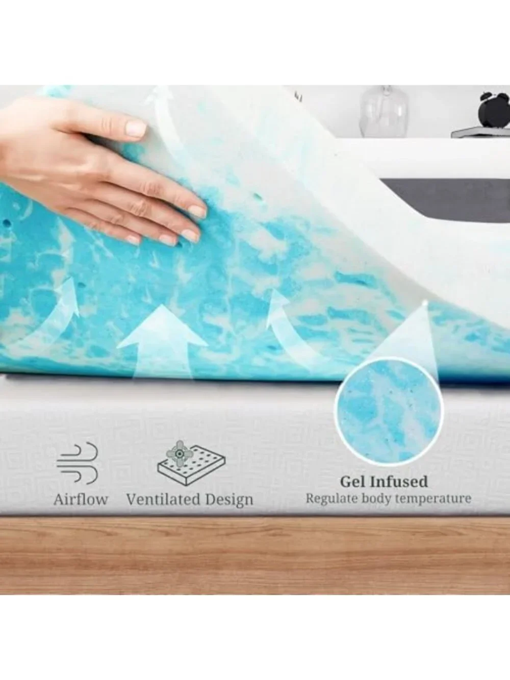 3-Inch Ventilated Gel Memory Foam Mattress Topper for Ultimate Comfort & Support